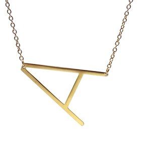 14K Gold Plated XL Initial Necklace - A